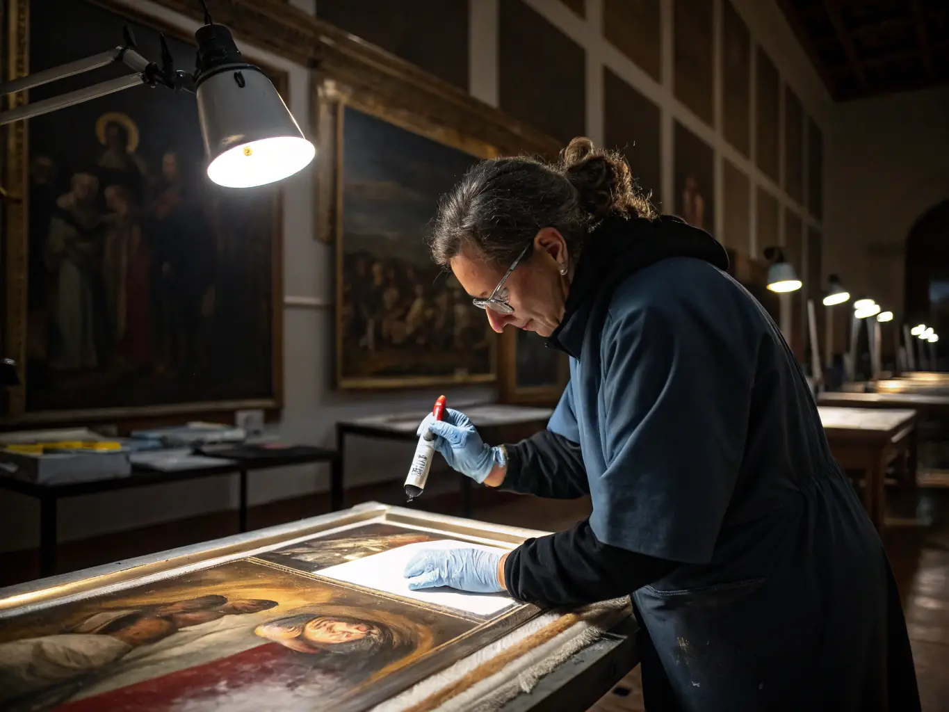 A picturesque image of volunteers working on a restoration project at the Musée de Salon et la Crau, highlighting the association's active role in preserving cultural artifacts.